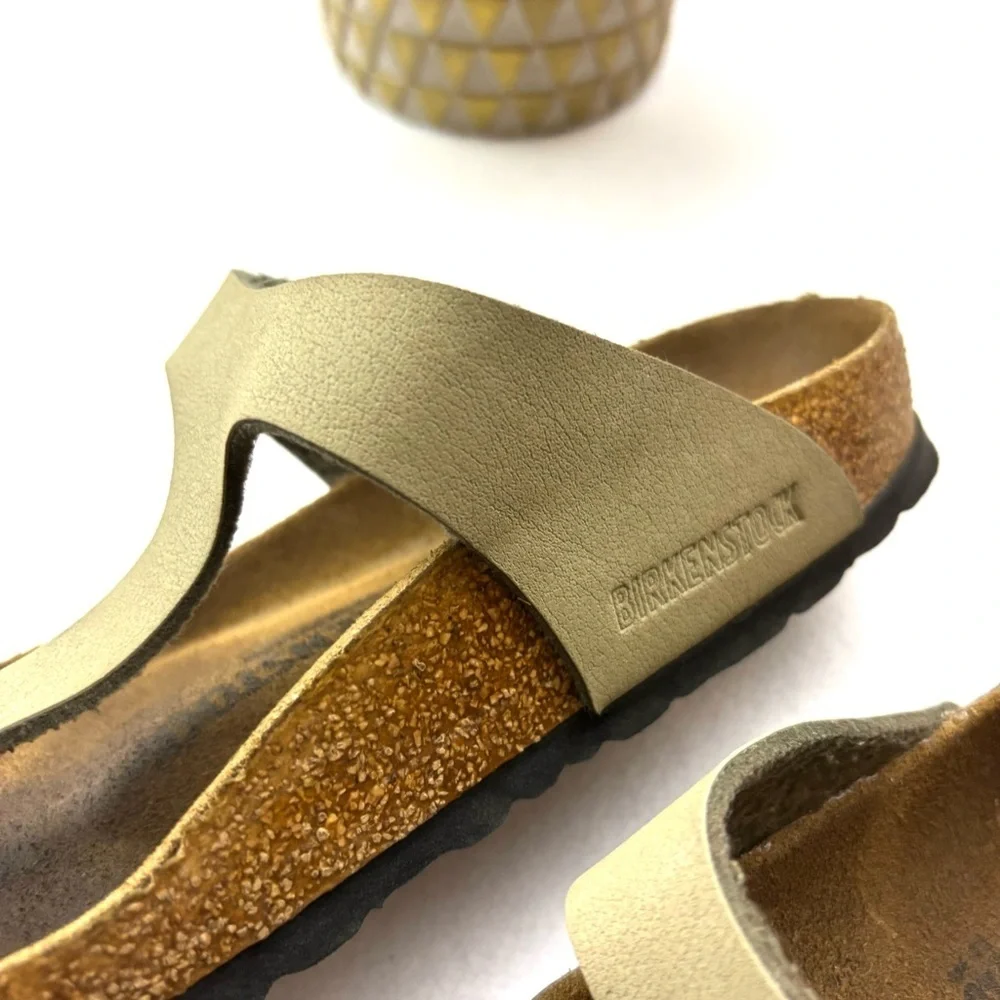Birkenstock Gizeh Tobacco Brown Leather Cork‎ Sole Thong Boho Sandal Size 37
